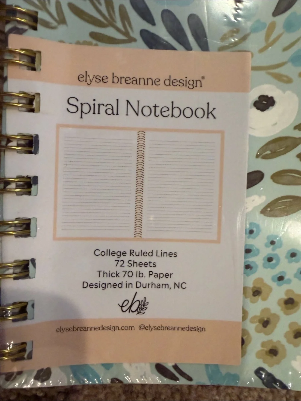 NWT Elyse Breanne Spiral Notebook College Ruled Floral Journal